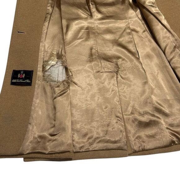 Larry Levine 100% Pure Camel Hair Coat Tan Coat 6P Classic Camel Color Lined - Picture 9 of 10